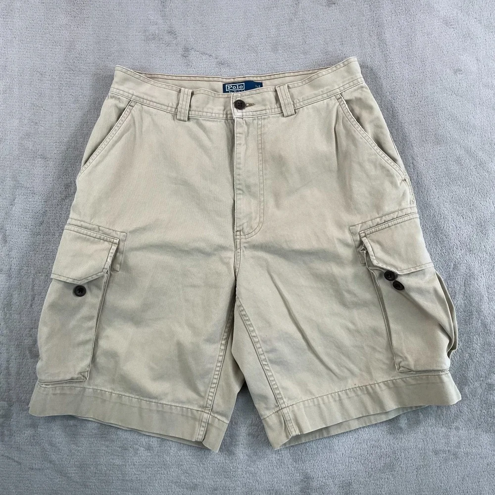 Polo Ralph Lauren 67 Chino‎ Cargo Shorts Men 30 (Tag 32) Beige Outdoors Hike